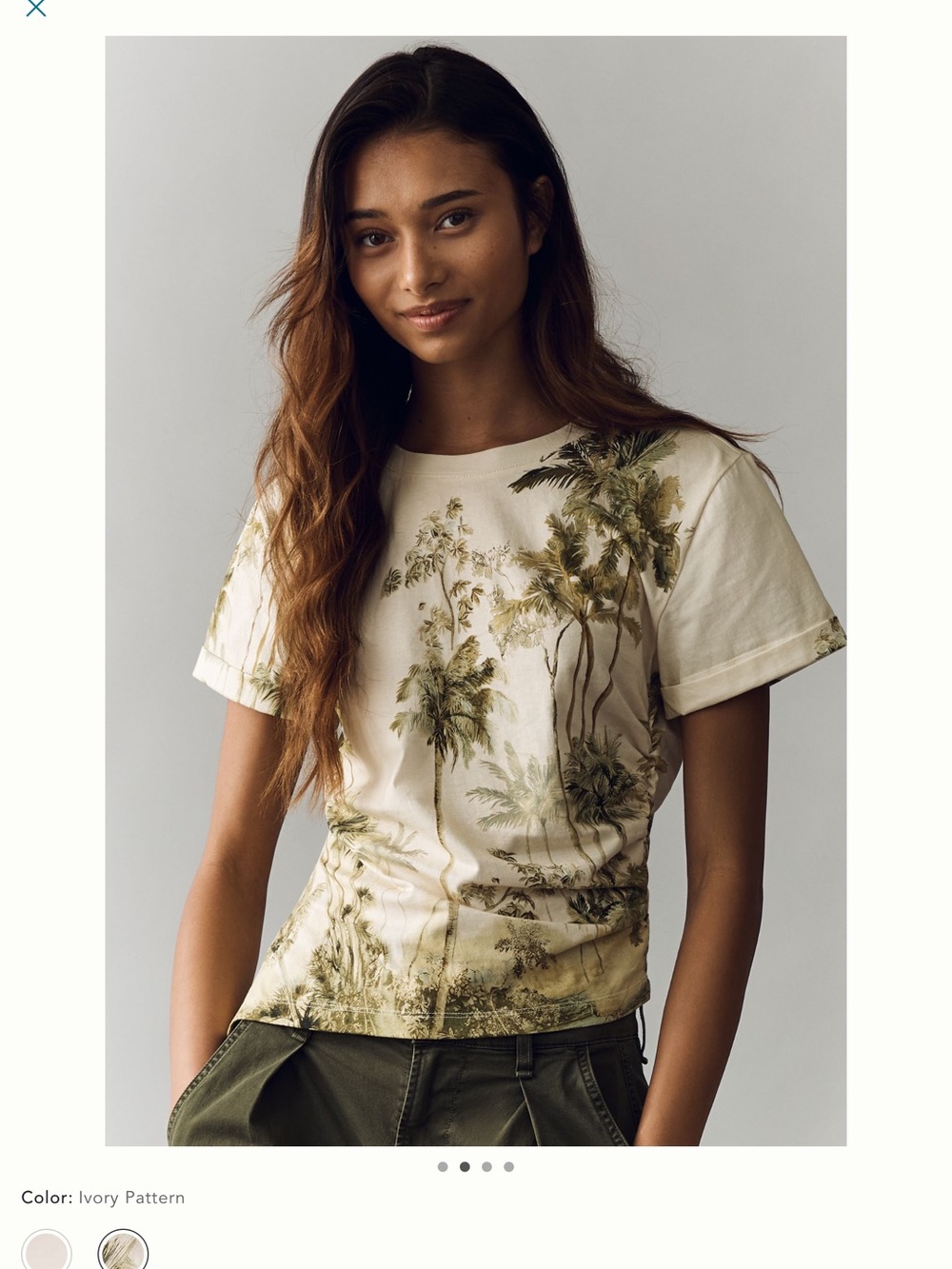 Anthropologie cotton asymmetrical palm tree t shirt